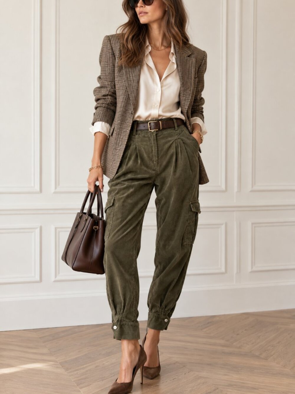 Brora Cargo Trousers Button Cuff Tapered Pants in Wedgewood Made in Portugal